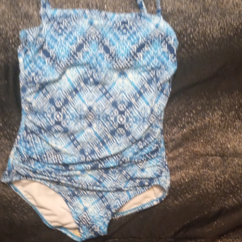 Blue Patterned One-Piece Swimsuit